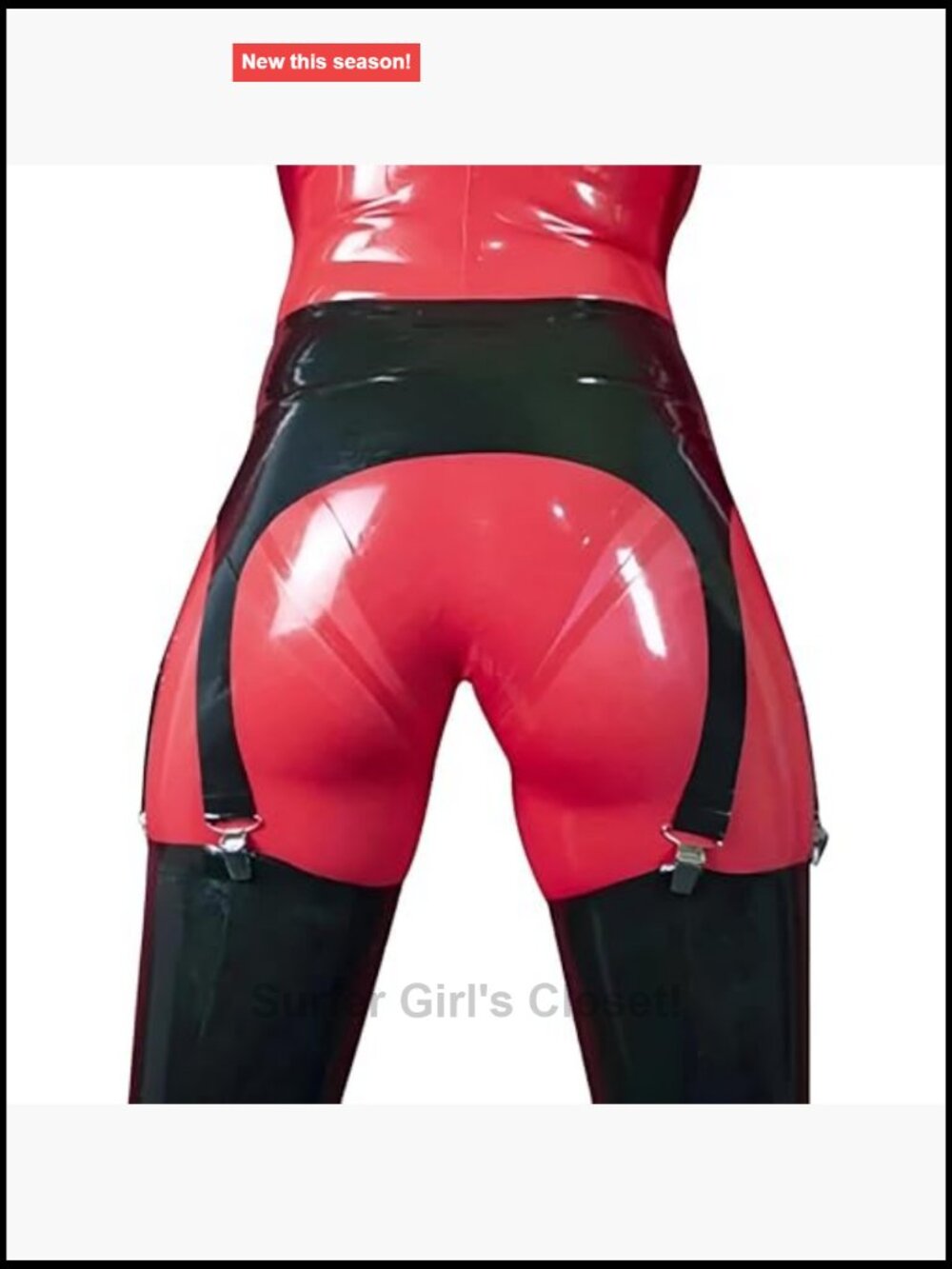 Latex Garter Belt with 6 Straps, High Waist, Handmade, Clubwear - Picture 4 of 6